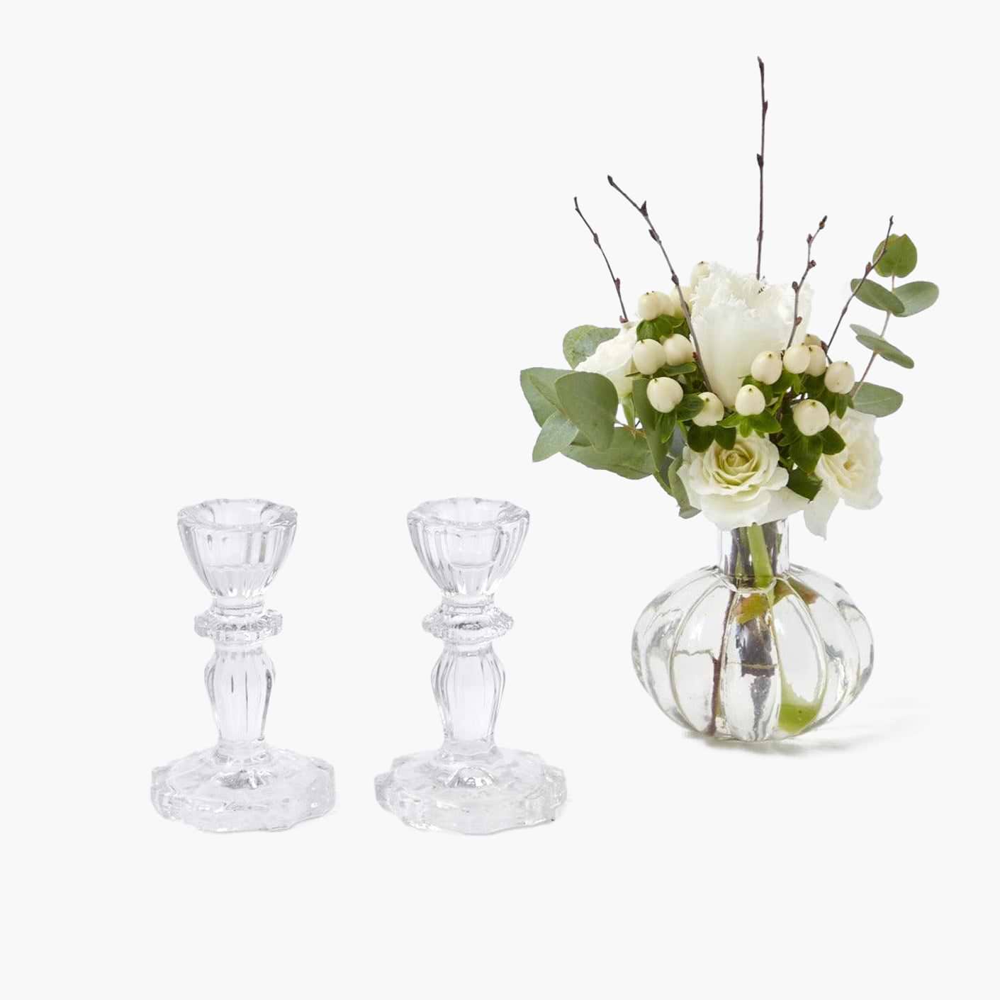 Lace Edge Candle Holders (Pair) - Mrs. Alice
