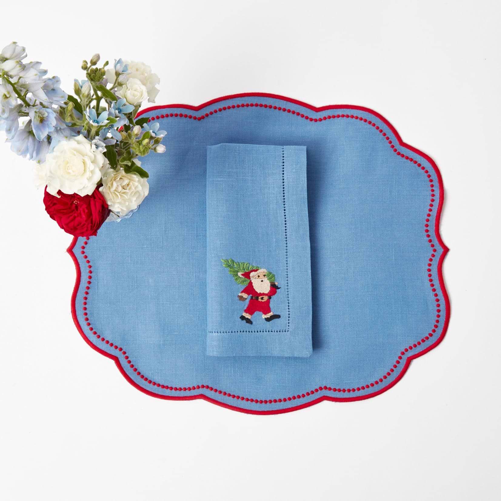 Eloise Blue & Red Placemats & Father Christmas Napkins (Set of 4) - Mrs. Alice
