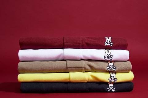 polos stacked with a psycho bunny logo