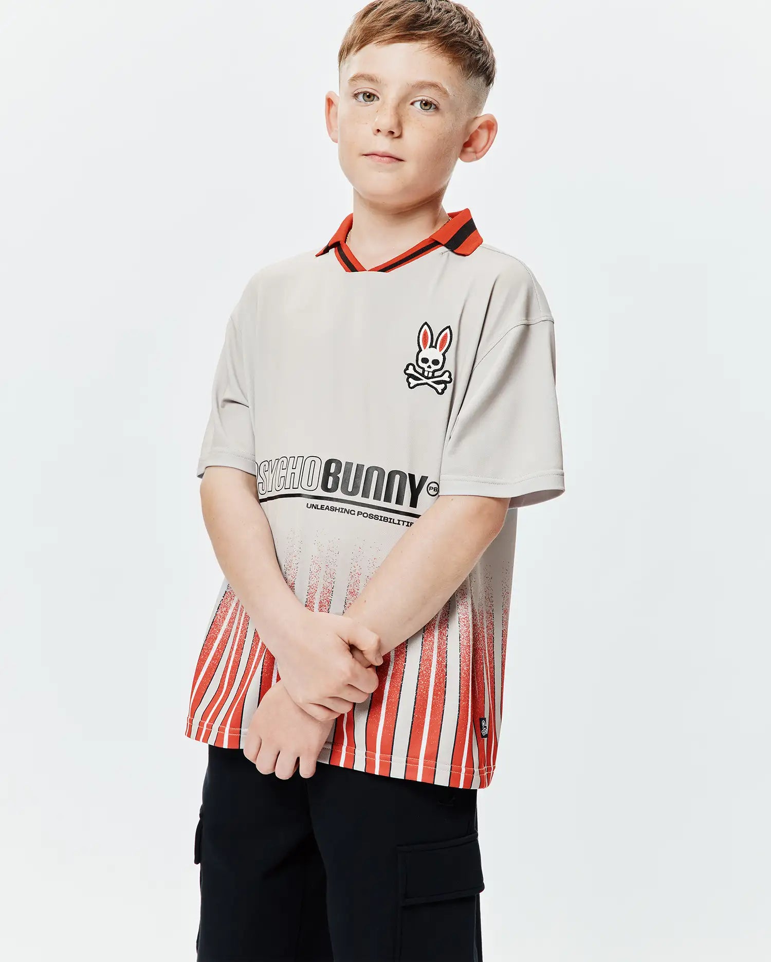 Kids Camden Oversized Soccer Jersey in Sand | Psycho Bunny