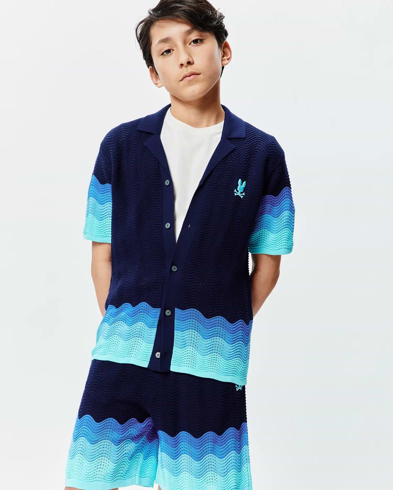 Kids Holden Oversized Knit in Navy Multi | Psycho Bunny