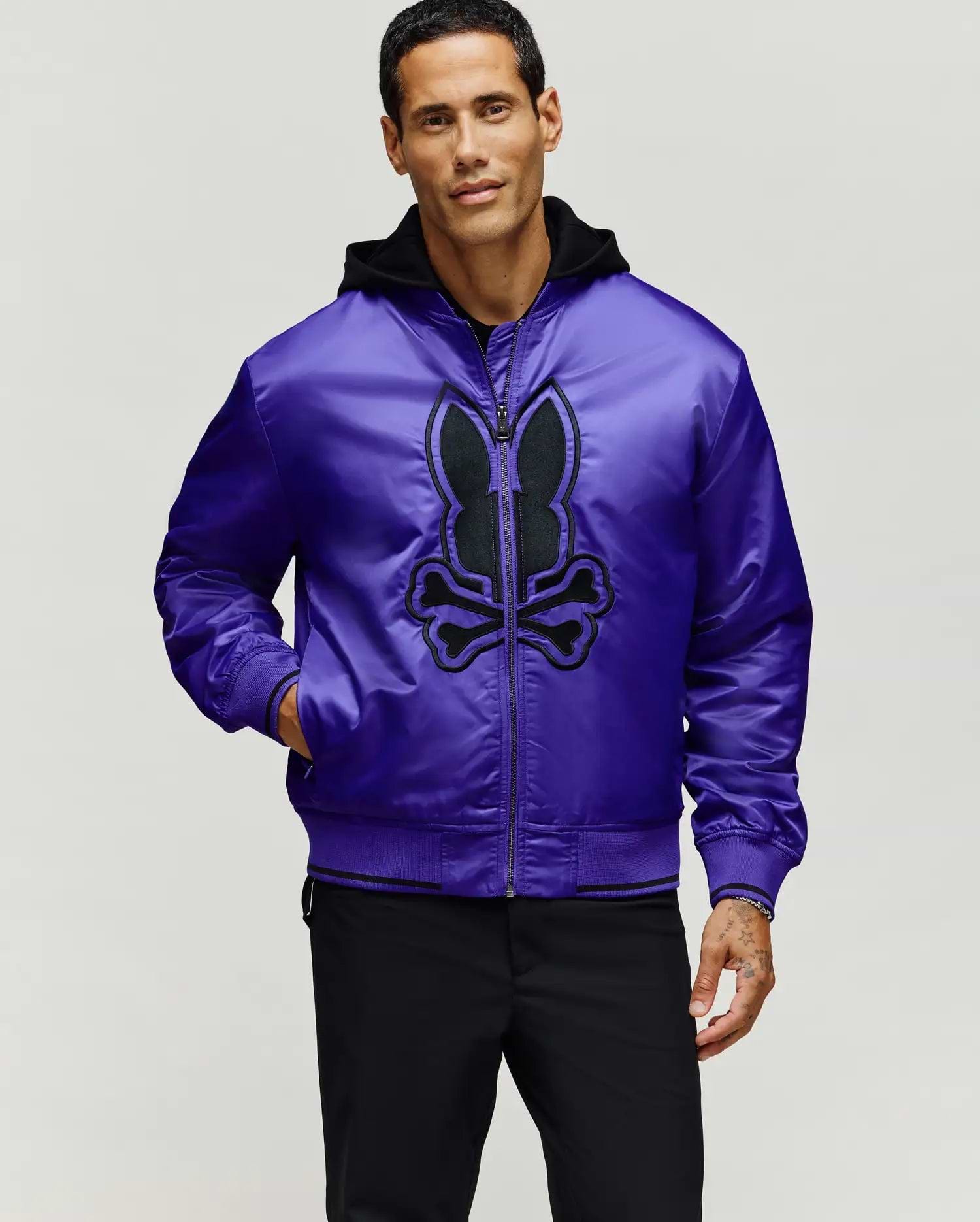 Men's Magnus Relaxed Bomber in Purple | Psycho Bunny