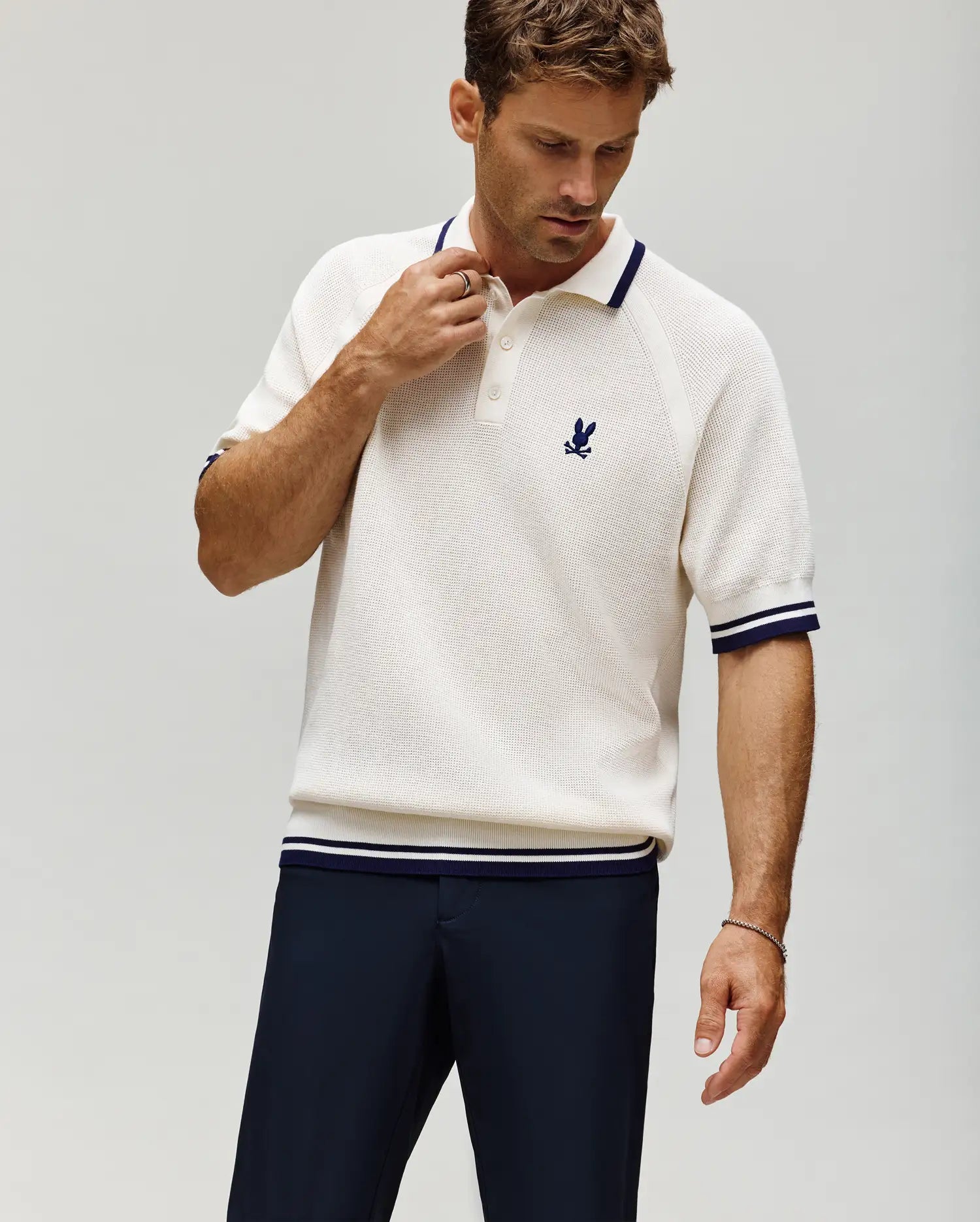 Men's Lazare Knit Polo in White | Psycho Bunny
