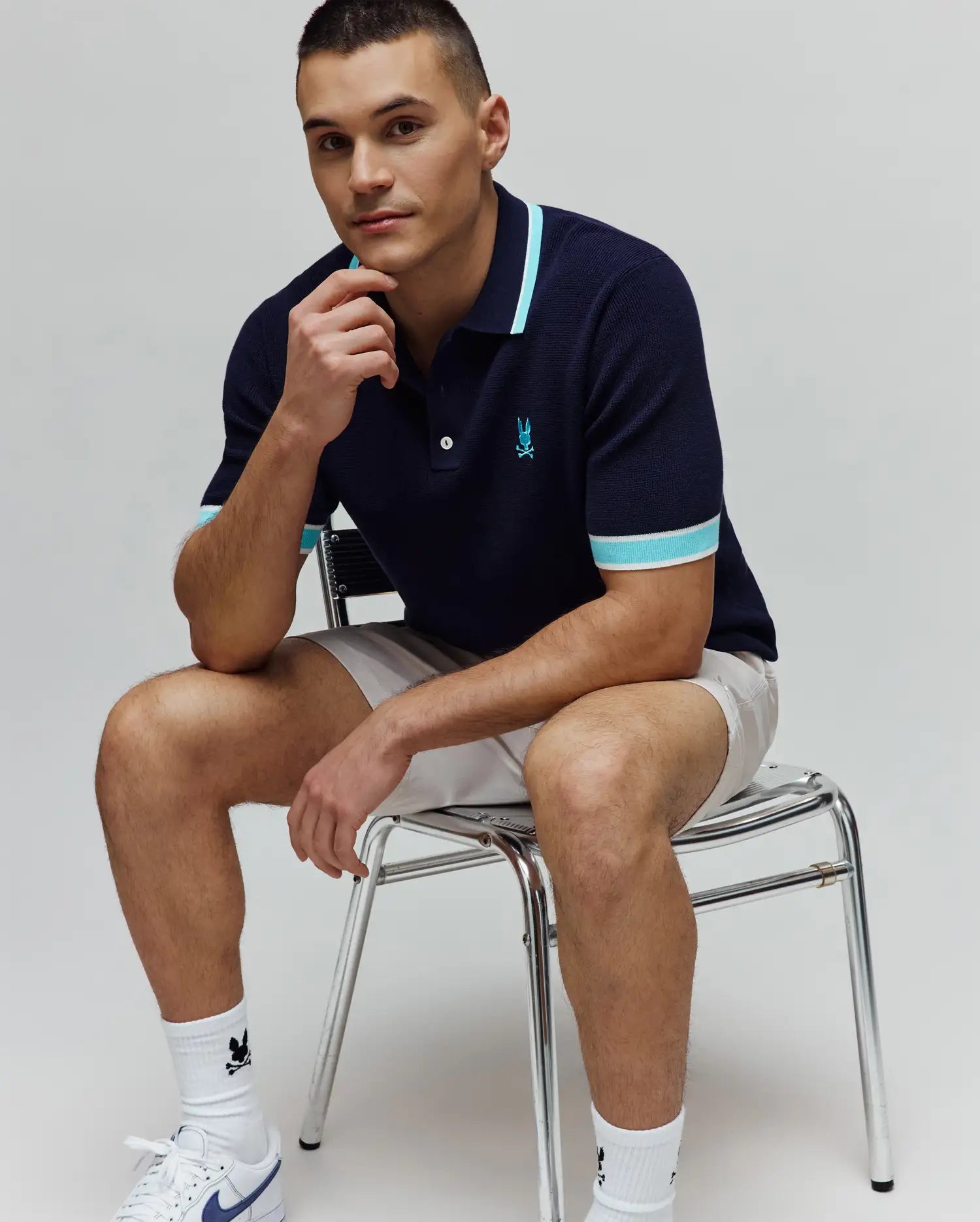[Miki] POLO ネイビー M MENS DAX KNIT POLO - MT0100212
