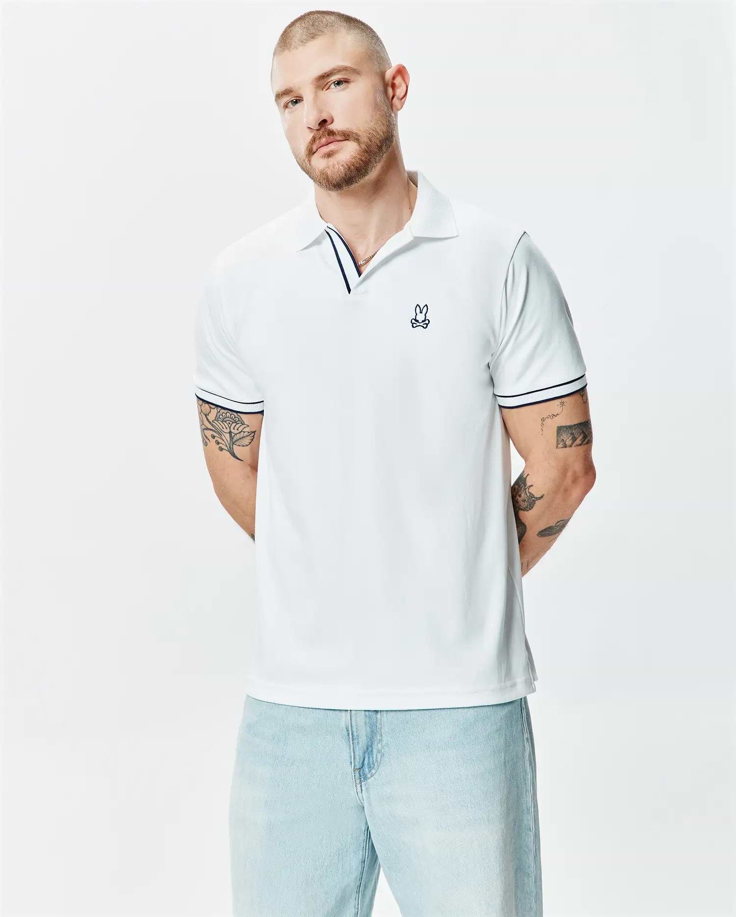 美品　Psycho Bunny ポロシャツ L ホワイト Men's Nasser Polo in White | Psycho Bunny