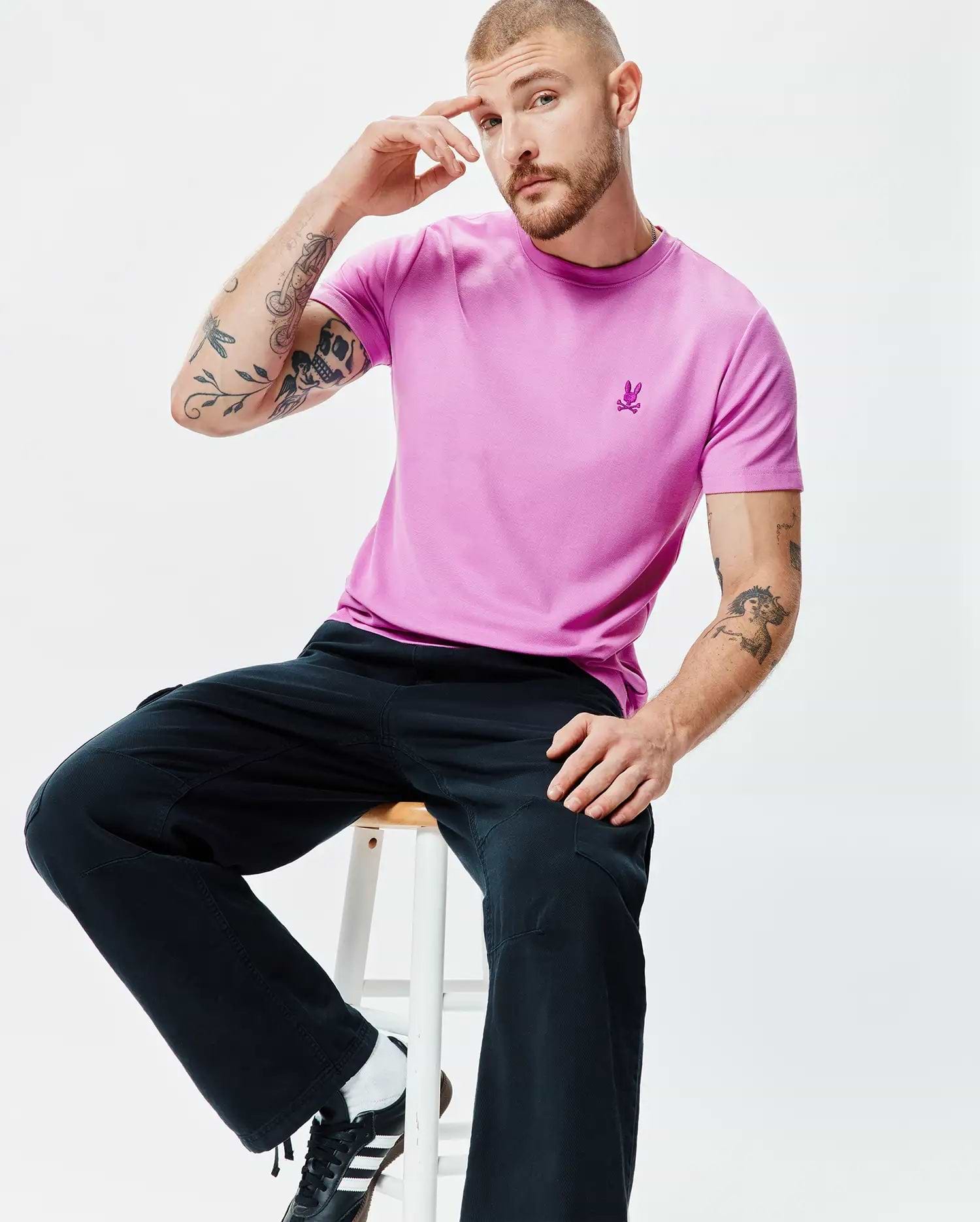 Men's Taylor Pique Tee in Pink | Psycho Bunny