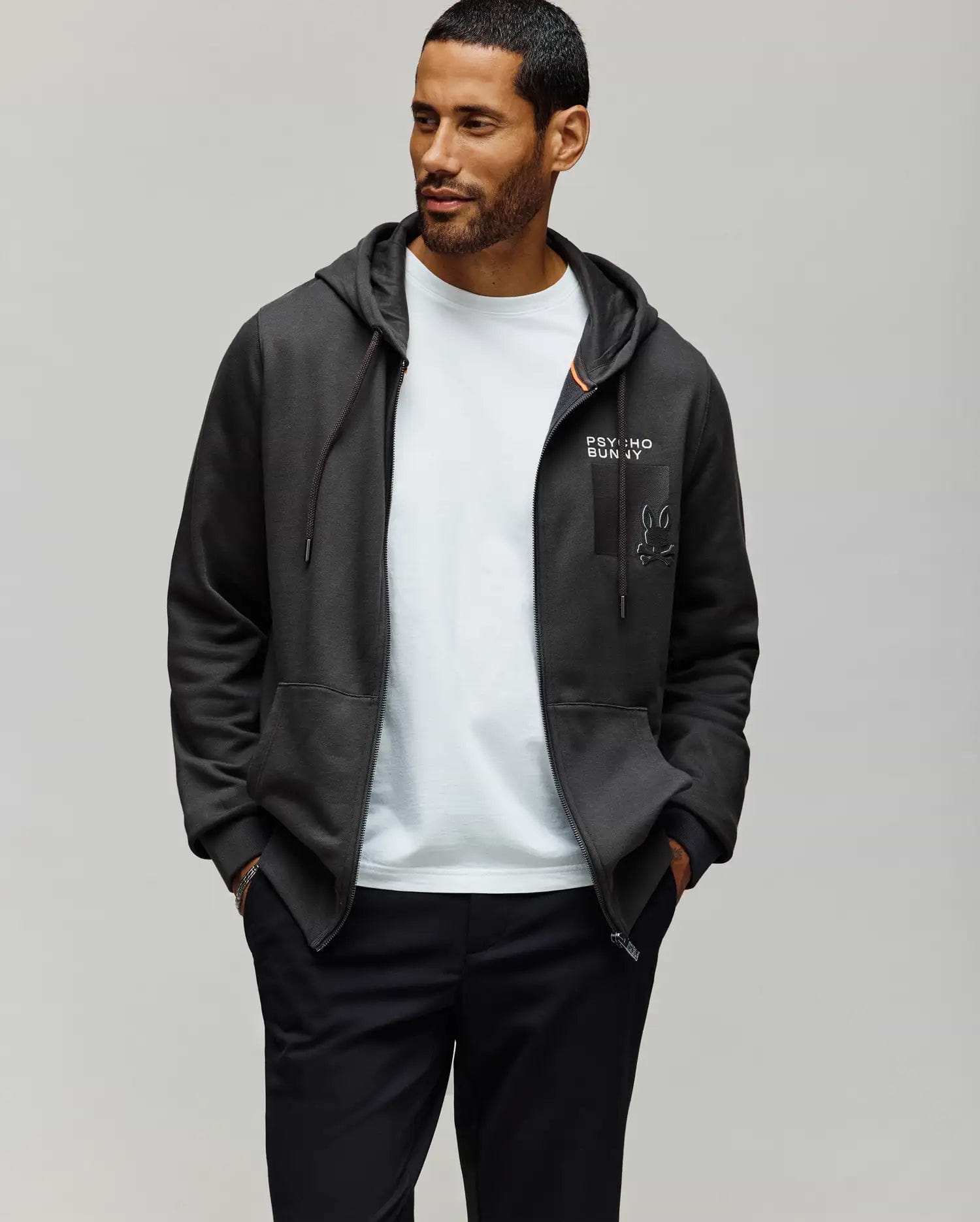 Men's Summit Full Zip French Terry Hoodie in Grey | Psycho Bunny