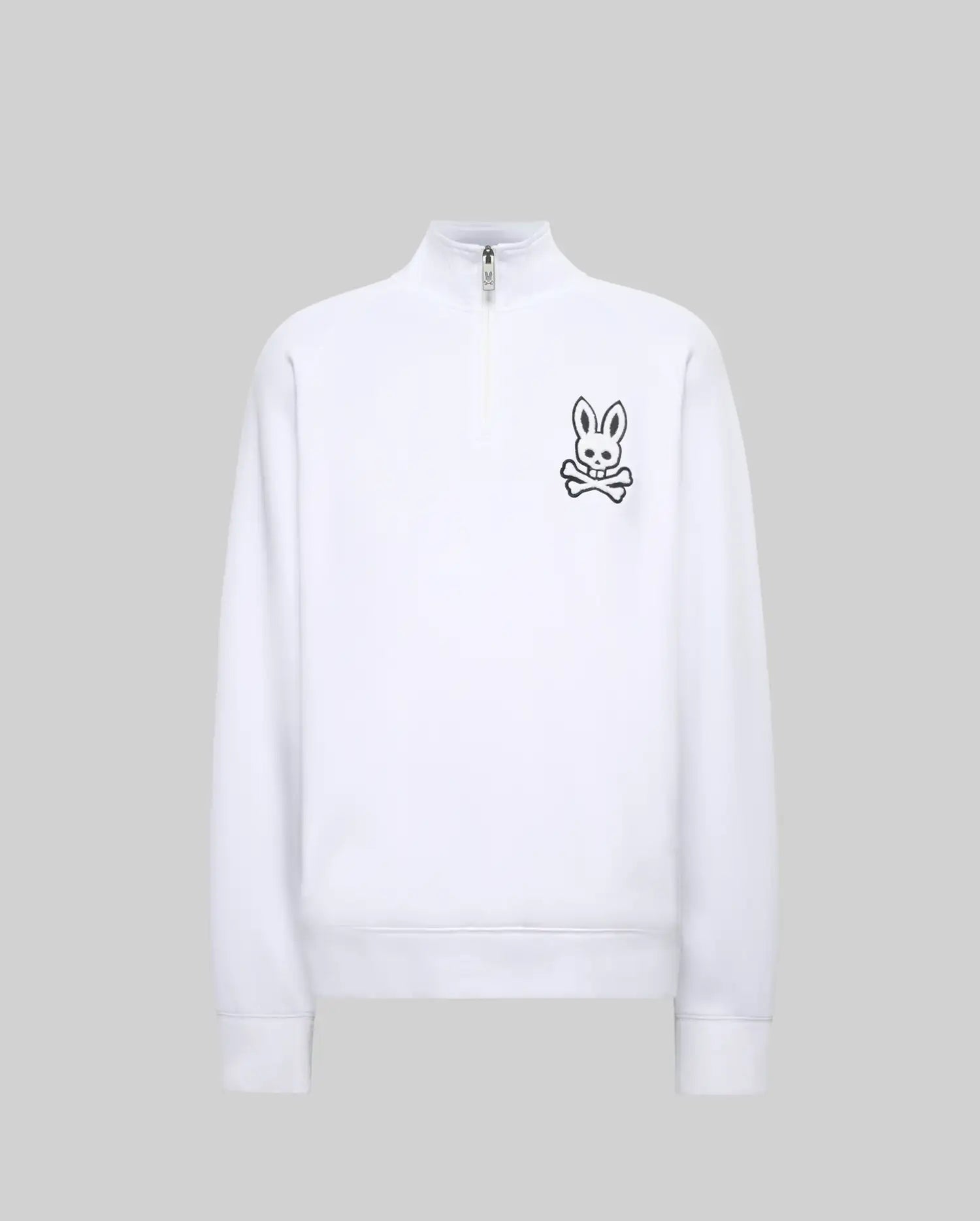 Men's Tate 1/4 Zip Chenille Embroidered Pullover in White | Psycho