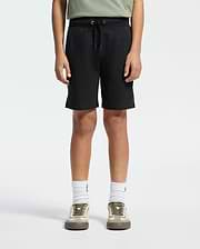 Kids | Kids' Black French terry sweatshorts with a soft feel, elastic waistband, and side pockets for comfort.
