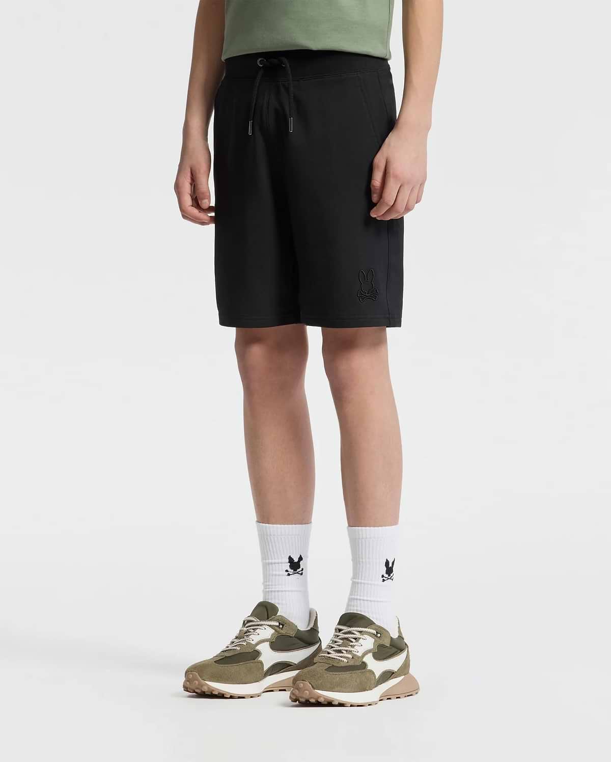 Teen | Kids' Black French terry sweatshorts with a soft feel, elastic waistband, and side pockets for comfort.