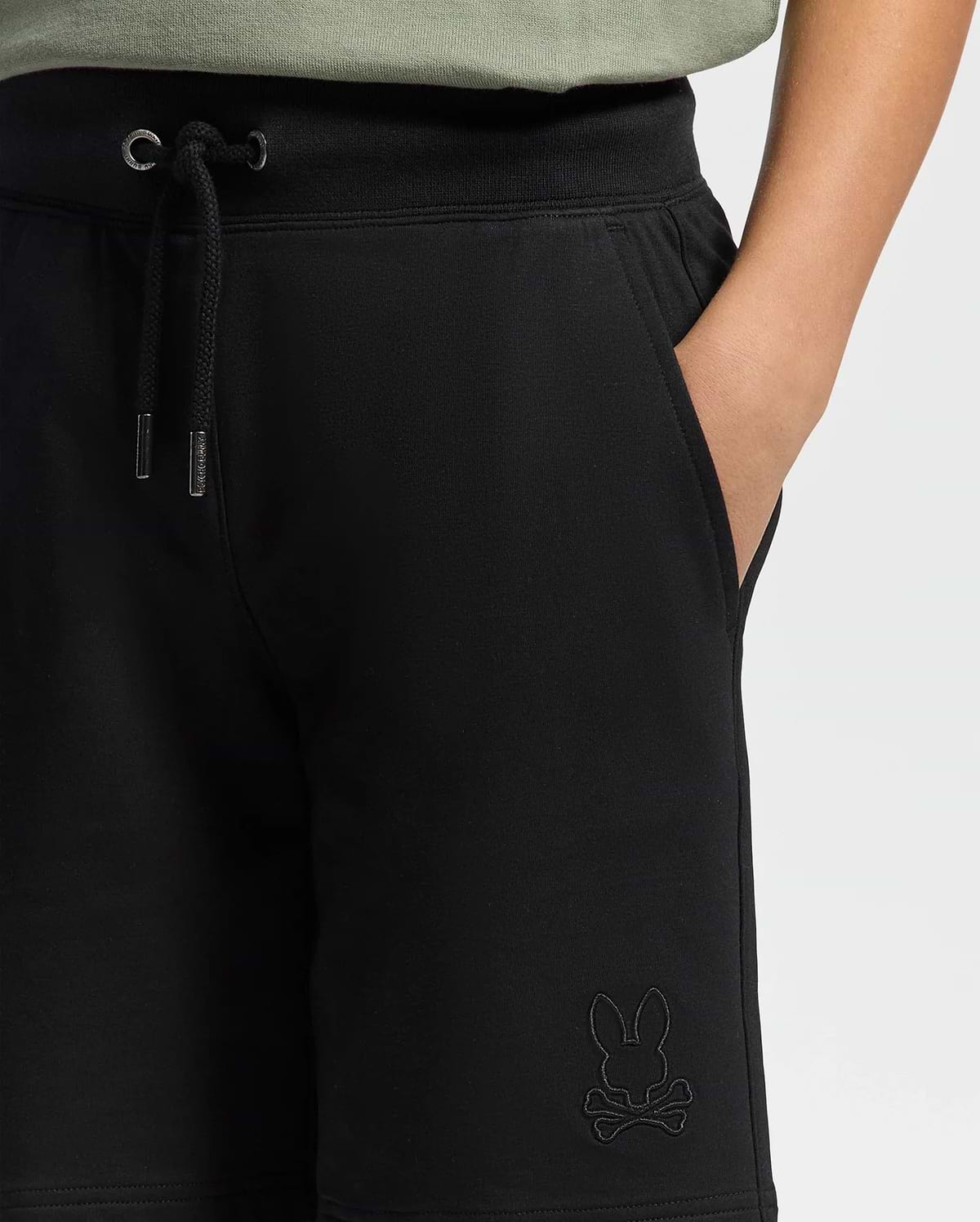 Kids | Kids' Black French terry sweatshorts with a soft feel, elastic waistband, and side pockets for comfort.