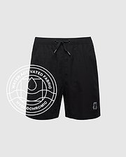 The KIDS SAMOS HYDROCHROMIC SWIM TRUNK by Psycho Bunny features quick-dry fabric, a subtle all-over pattern, elastic drawstring waistband, and an embroidered character. Overlay text: “Water Activated Fabric - Hydrochromic.”.