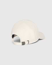 The Psycho Bunny MENS CLASSIC BASEBALL CAP - B6A816B200 is displayed from the back, revealing its adjustable strap with a metal buckle. Crafted from 100% cotton in light color, it symbolizes classic accessory style against a plain light-gray background.