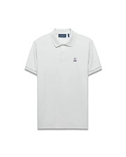 Mens Classic Pique Polo in light grey, featuring a classic fit, two-button placket, ribbed collar, and small pink embroidered Psycho Bunny skull logo on the left chest. (5)