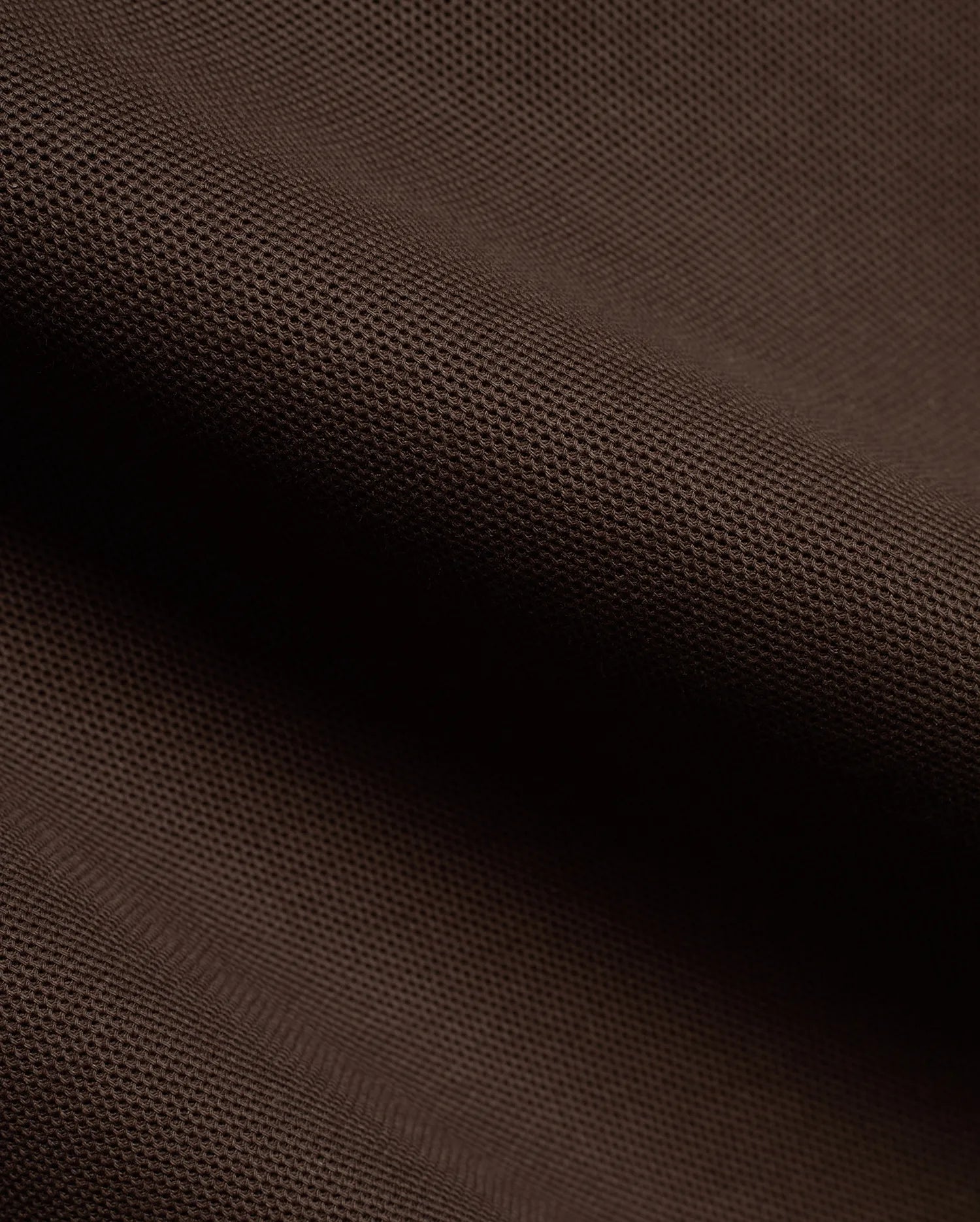 Men's Classic Pima Pique Polo, a close-up of the luxurious, breathable dark brown Pima cotton pique fabric, highlighting its refined, textured weave, perfect for premium menswear. (6)