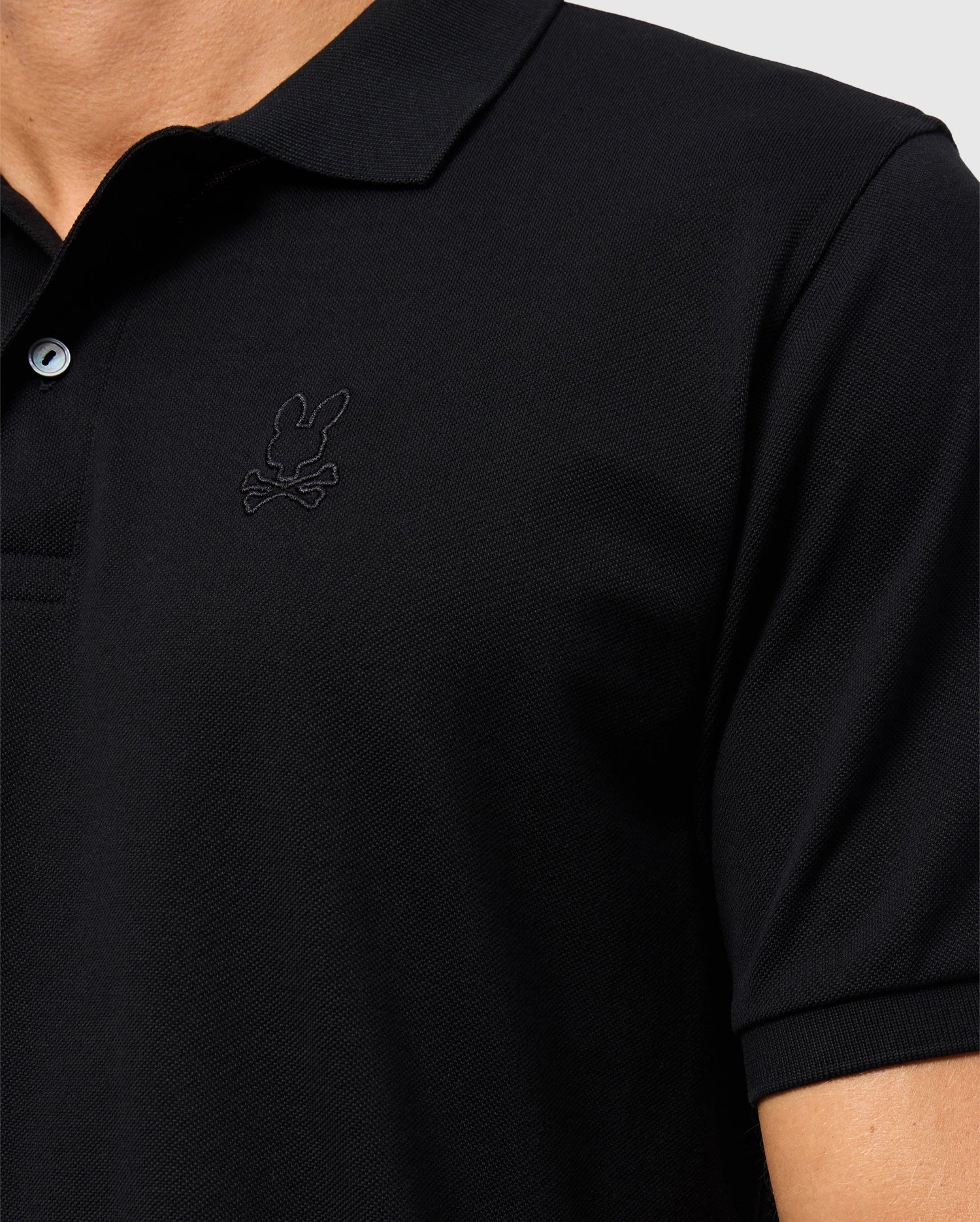Mens Black James Premium Pique Polo Shirt | Psycho Bunny