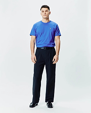 Mens Classic Crew Neck Tee in vibrant royal blue, featuring a classic fit and smooth jersey knit fabric, with a small embroidered Psycho Bunny skull logo on the left chest.