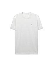 Mens Classic Crew Neck Tee in light grey, featuring a smooth jersey knit, classic fit, and a small embroidered purple and blue Psycho Bunny skull logo on the left chest. (1)