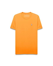 Mens Classic Crew Neck Tee in vibrant orange, featuring a classic fit and soft jersey knit. A small, embroidered white and black Psycho Bunny skull logo is on the left chest. (5)