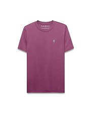 Mens Classic Crew Neck Tee in plum, a classic fit jersey t-shirt featuring a small, embroidered white and black Psycho Bunny skull logo on the left chest.