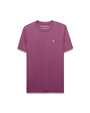 Mens Classic Crew Neck Tee in plum, a classic fit jersey t-shirt featuring a small, embroidered white and black Psycho Bunny skull logo on the left chest.