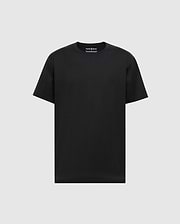 The MENS JAMES PREMIUM CREW NECK TEE by Psycho Bunny is a plain black T-shirt made from soft Pima cotton, featuring short sleeves and a crew neckline with premium embroidery on the left chest.