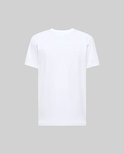 The Psycho Bunny MENS JAMES PREMIUM CREW NECK TEE (B6U952D200), a plain white short-sleeve Pima cotton shirt, is displayed front-facing on a light gray background with a subtle embroidered logo on the left chest.