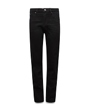 Kids Emerson Denim Pant, classic straight fit, black washed denim with subtle fading and tonal stitching, featuring a traditional five-pocket design and a metallic button closure, embodying refined streetwear style.