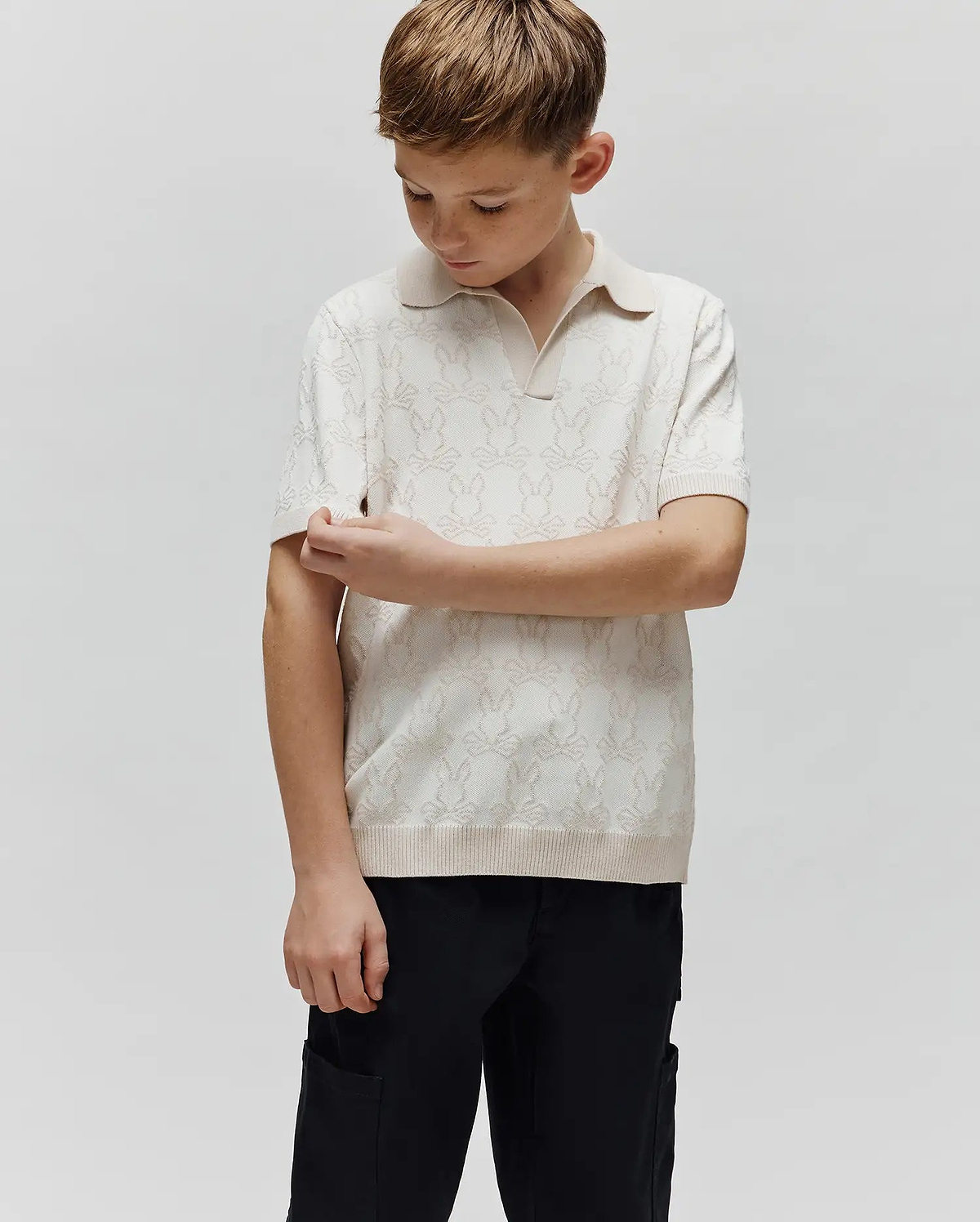 KIDS ELDEN KNIT JOHNNY COLLAR POLO view 3