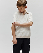 KIDS ELDEN KNIT JOHNNY COLLAR POLO view 3