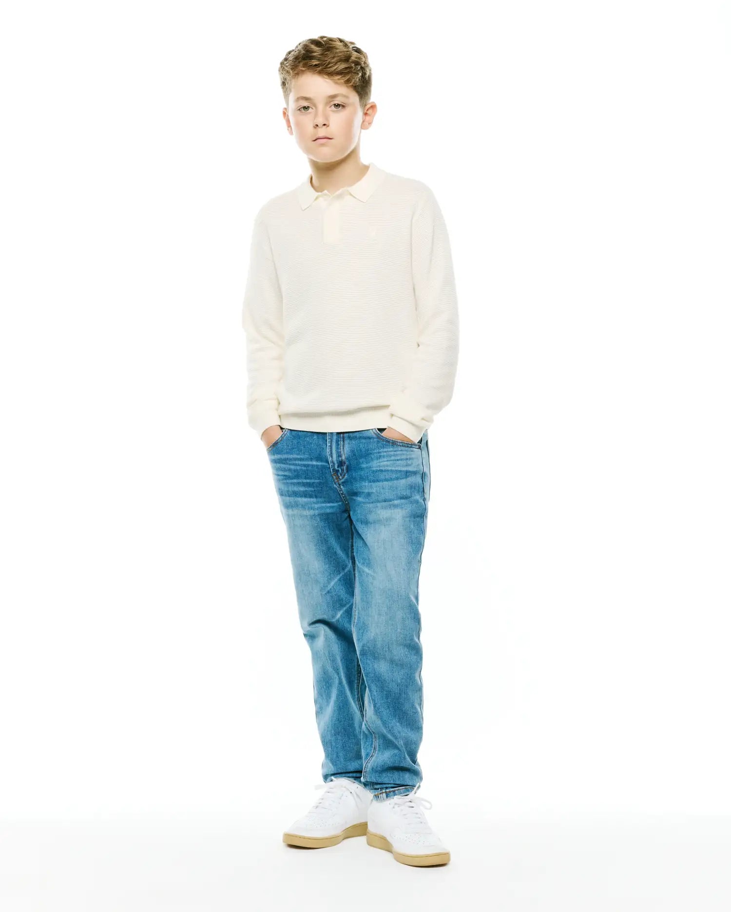 KIDS' LEROY LONGSLEEVE KNIT POLO view 4