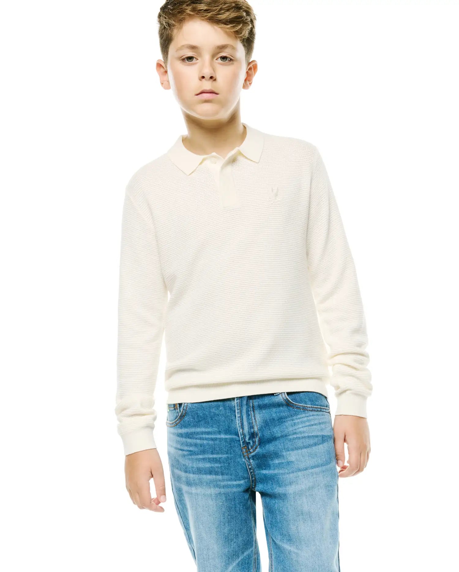 KIDS' LEROY LONGSLEEVE KNIT POLO view 1