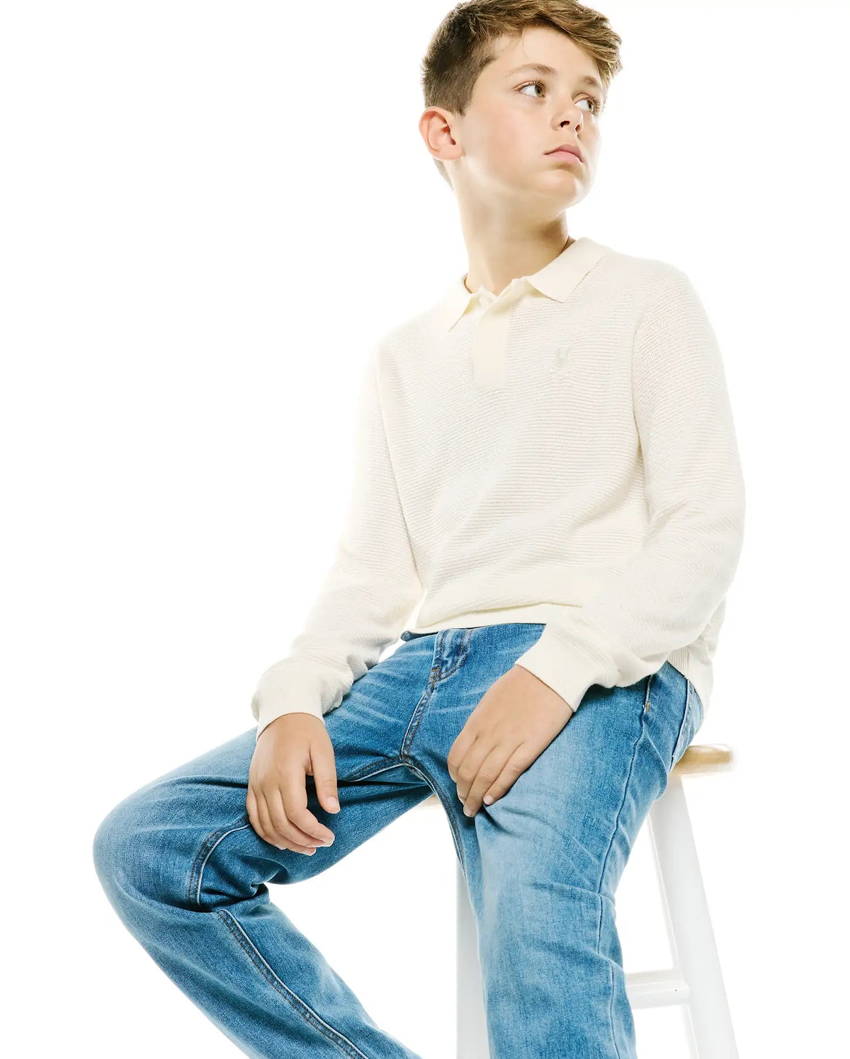 KIDS' LEROY LONGSLEEVE KNIT POLO view 3