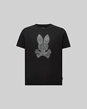The Psycho Bunny KIDS ROWEN BUNNY GRAPHIC TEE (KT0200058) features a bold bunny head above crossed bones on light gray Pima cotton, crafted in Peru. (5)