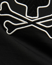 Kids Craig Graphic Tee in black jersey knit, featuring a large bunny skull logo with white embroidered outline and black terry cloth fill. (5)