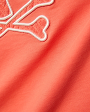 Kids Craig Graphic Tee in vibrant coral jersey knit, featuring the iconic Psycho Bunny skull logo with a textured terry cloth fill and crisp white embroidered outline.