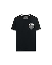 Kids Conan Back Graphic Tee in black, a classic fit jersey t-shirt featuring a white 3D-effect PSYCHO BUNNY text graphic and skull logo on the left chest.