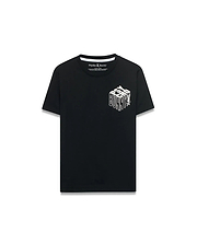 Kids Conan Back Graphic Tee in black, a classic fit jersey t-shirt featuring a white 3D-effect PSYCHO BUNNY text graphic and skull logo on the left chest.