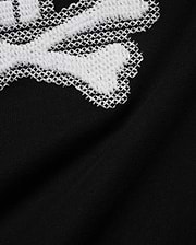 Kids' Samson Pima Graphic Tee in black Pima jersey knit, featuring a large white cross-stitch Psycho Bunny skull graphic. (6)