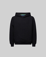 Kids Dustin Hoodie, a black relaxed fit hoodie crafted from textured french terry, featuring a subtle all-over embossed Psycho Bunny skull logo pattern for refined streetwear style. (5)