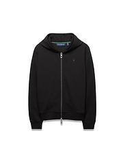 Kids Marc Textured Full Zip Hoodie in black textured knit, featuring a classic fit, small embroidered black Psycho Bunny skull logo on the left chest, and a silver branded zipper pull.