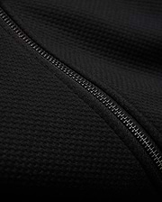 Kids Marc Textured Full Zip Hoodie in deep black, crafted from a refined textured knit fabric, featuring a prominent metallic silver full-zip closure.