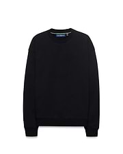 Kids Cedrick All Over Jacquard Crew, a black relaxed fit sweatshirt featuring a subtle tone-on-tone all-over jacquard Psycho Bunny skull logo pattern and a neon green inner collar detail.
