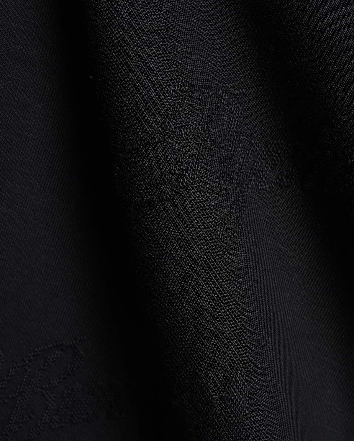 Premium black Kids Cedrick All Over Jacquard Crew featuring a refined, tonal all-over jacquard knit pattern of the iconic Psycho Bunny skull logo for subtle branding.