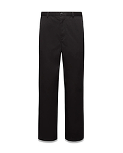 Mens Aidan Chino Pant, a classic straight fit in solid black smooth twill fabric, featuring a flat front, belt loops, and a concealed button and zip closure. (5)