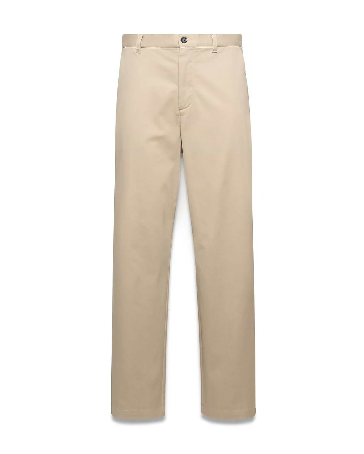 Mens Aidan Chino Pant in classic fit beige smooth cotton chino fabric, featuring a flat front, button closure, and belt loops.
