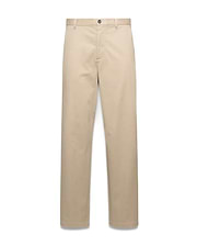 Mens Aidan Chino Pant in classic fit beige smooth cotton chino fabric, featuring a flat front, button closure, and belt loops.