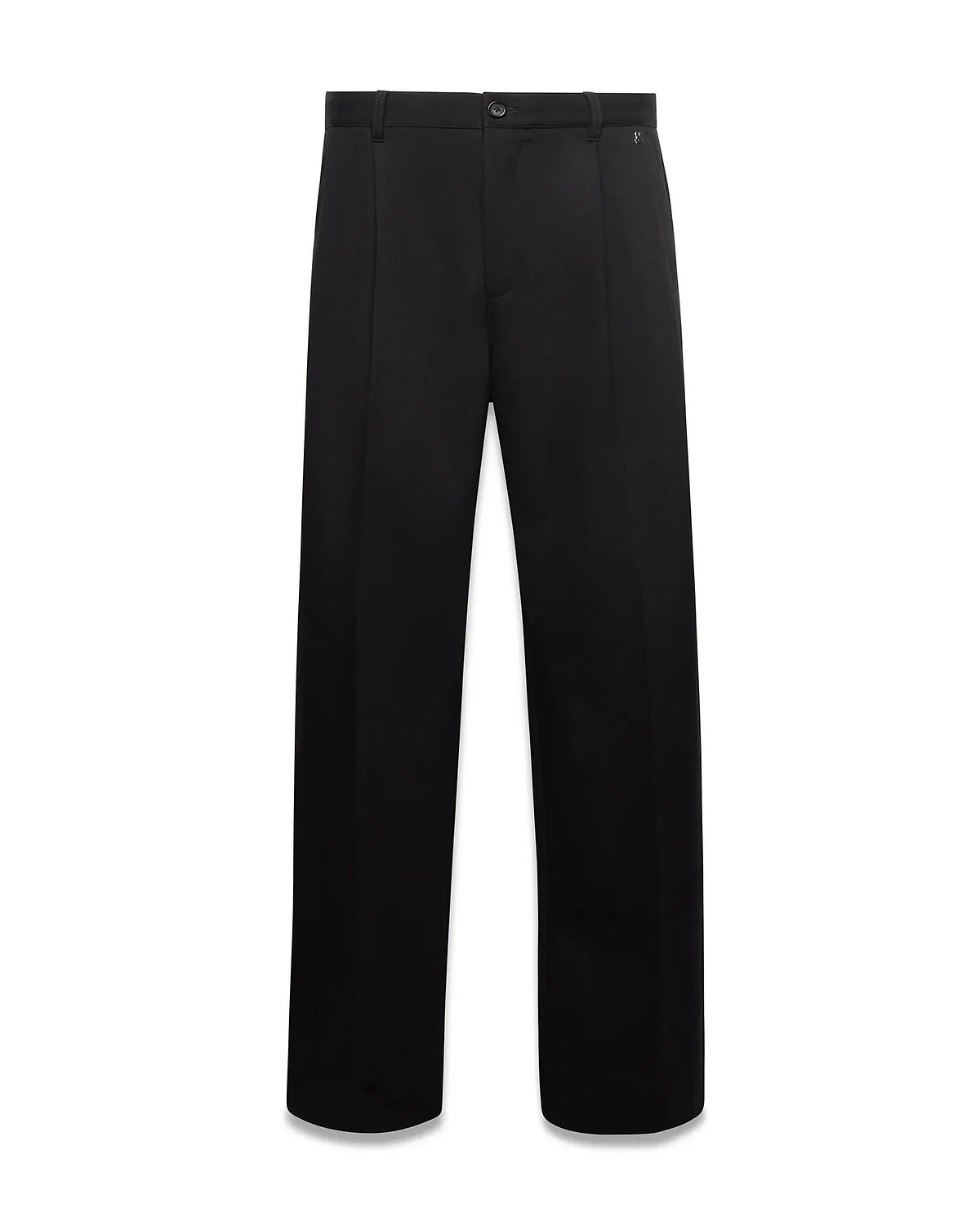 Men's Wayde Wide-Leg Pleated Pants in black, featuring a relaxed wide-leg fit, crisp front pleats, and a subtle embroidered Psycho Bunny skull logo near the right hip. (5)