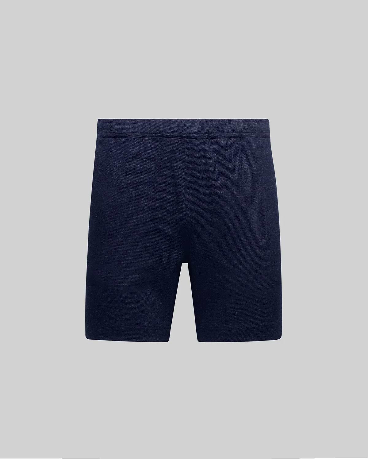 Mens Koda Oxford Short in dark heathered navy blue, crafted from a soft oxford weave fabric with a comfortable relaxed fit and an elastic waistband. (4)
