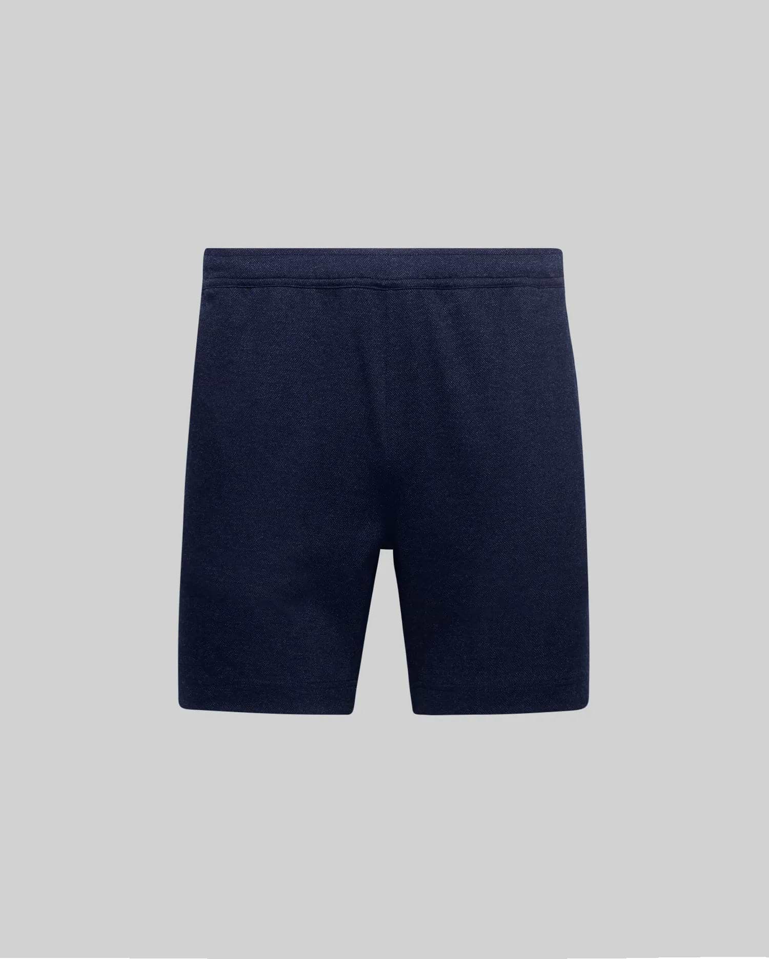 Mens Koda Oxford Short in dark heathered navy blue, crafted from a soft oxford weave fabric with a comfortable relaxed fit and an elastic waistband. (4)